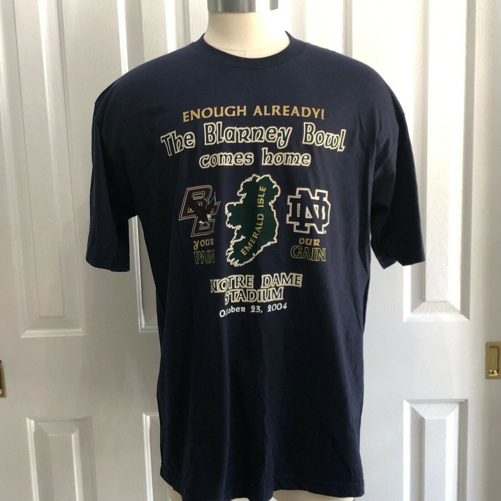 Notre  Dame vs. Boston College 2004 Sz XL Jansport Blue Tee The Blarney Bowl NWT